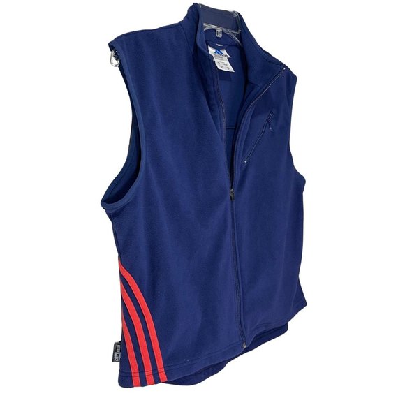 ADIDAS Women’s Fleece Vest Navy with Red Adidas Stripes Full Zip Size M - Picture 4 of 12